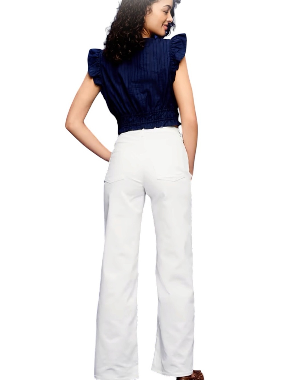 Nwot Old Navy White Wow Wide-Leg denim Jeans size 12 - Picture 2 of 11